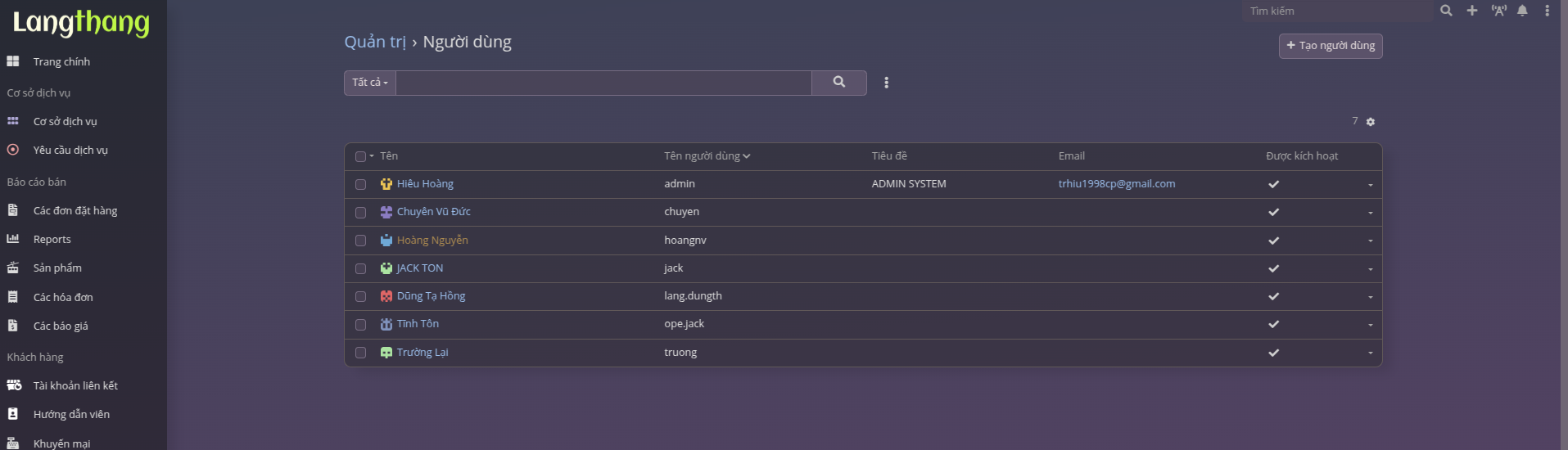 Khởi tạo tài khoản
