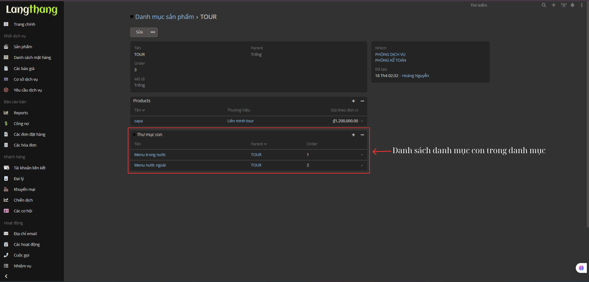 Màn hình tạo sản phẩm