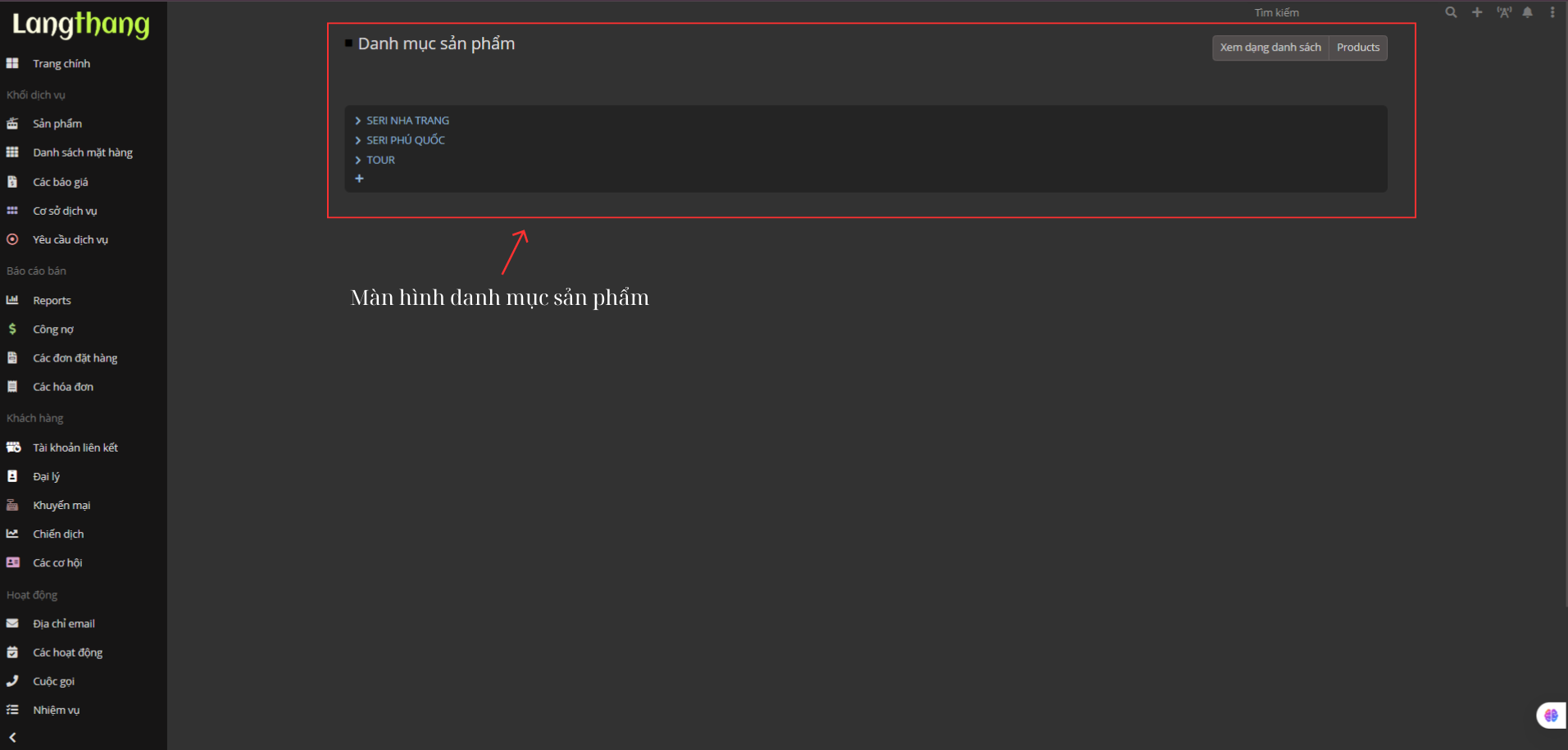 Màn hình tạo sản phẩm