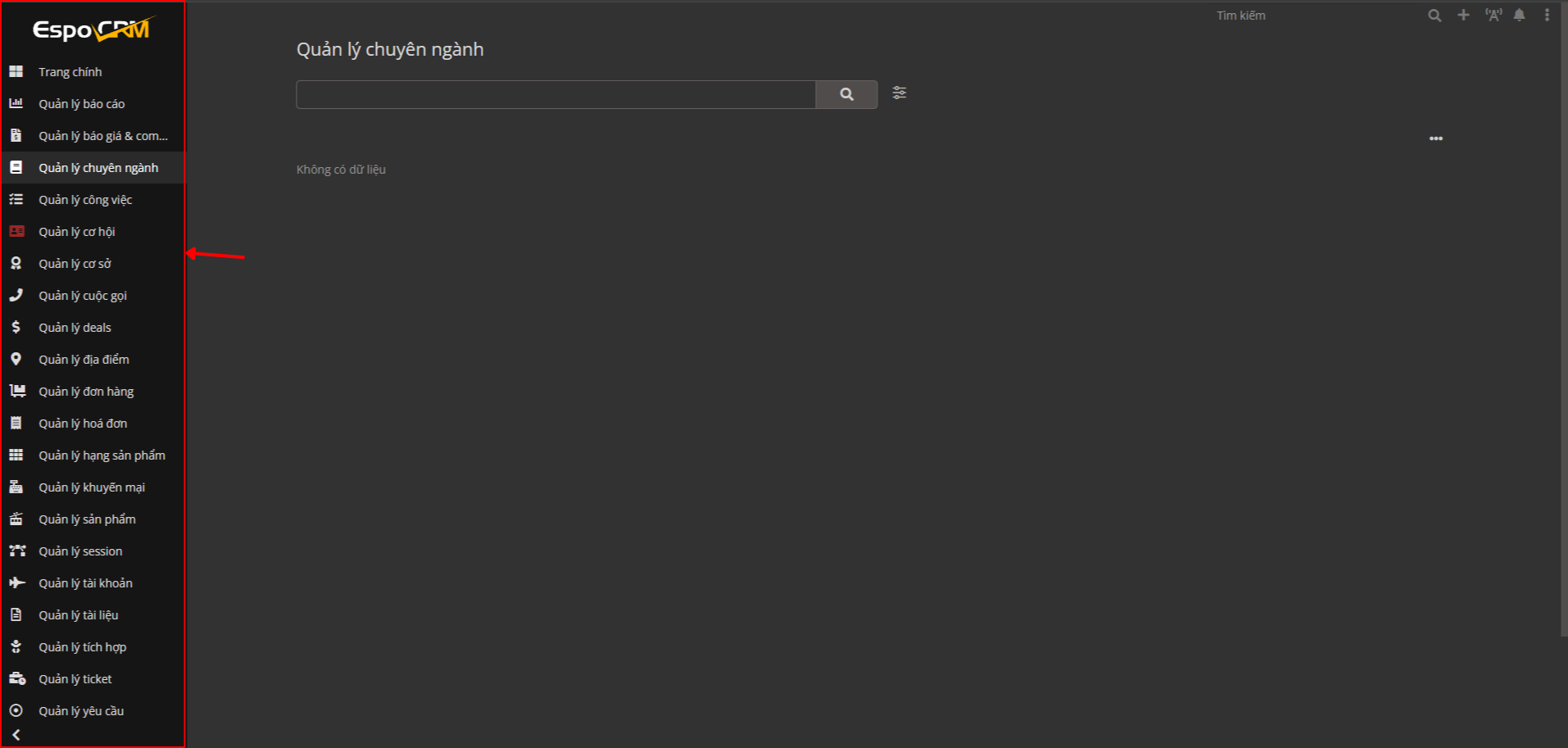 Danh sách Tab dưới Portal